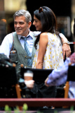 Amal Visits George On 'Money Monster' Set