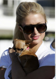 PARIS HILTON on the set of  'The Hottie and the Nottie' shooting a scene with JOEL MOORE in Santa Monica