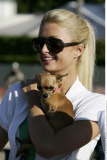 PARIS HILTON on the set of  'The Hottie and the Nottie' shooting a scene with JOEL MOORE in Santa Monica