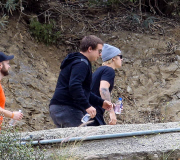 Justin Bieber heads to the hills for a hike with his buds