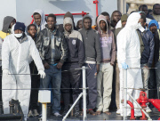 Migrants arriving in Catania, Sicily - 23 Apr 2015
