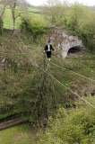 Rehearsal for the UK's first tightrope wedding, Wookey Hole, Wells, Britain - 27 Apr 2015