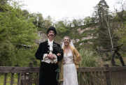 Rehearsal for the UK's first tightrope wedding, Wookey Hole, Wells, Britain - 27 Apr 2015