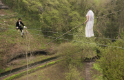 Rehearsal for the UK's first tightrope wedding, Wookey Hole, Wells, Britain - 27 Apr 2015