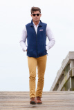 A preppy Zac Efron goes for a walk on the pier filming 'Dirty Grandpa'