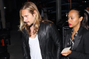 Zoe Saldana and Marco Perego arrive for a dinner date hand-in-hand