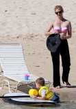 January Jones Enjoys A Beach Day In Hawaii 