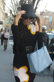 Famke Janssen braves the brisk NYC weather