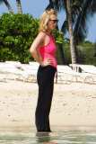 Exclusive... January Jones Takes Her Son Paddle-Boarding In Hawaii - NO INTERNET USE WITHOUT PRIOR AGREEMENT 