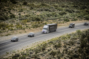 First licensed autonomous commercial truck to drive on U.S. public highway, America - 05 May 2015