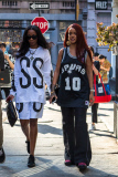 Redhead Rihanna shows her love for the San Antonio Spurs while in NY