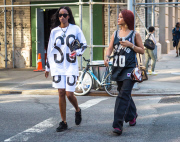 Redhead Rihanna shows her love for the San Antonio Spurs while in NY