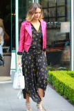 Jessica Alba wears pink leather for a retail therapy session