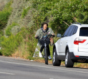 PREMIUM EXCLUSIVE Dylan Brosnan cruises the PCH enjoying an electric smoke