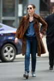 Anne Hathaway leaves her Off Broadway play "Grounded" in NYC