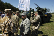 Ukrainian president Petro Poroshenko visit to a military training ground.