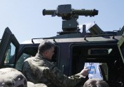 Ukrainian president Petro Poroshenko visit to a military training ground.