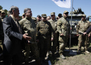 Ukrainian president Petro Poroshenko visit to a military training ground.