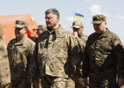 Ukrainian president Petro Poroshenko visit to a military training ground.