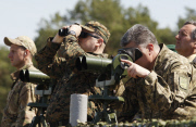 Ukrainian president Petro Poroshenko visit to a military training ground.