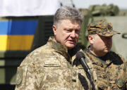 Ukrainian president Petro Poroshenko visit to a military training ground.