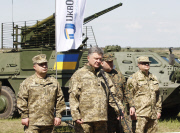 Ukrainian president Petro Poroshenko visit to a military training ground.