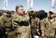 Ukrainian president Petro Poroshenko visit to a military training ground.