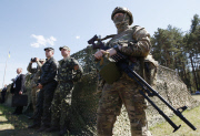 Ukrainian president Petro Poroshenko visit to a military training ground.
