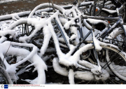 Bicycles covered with snow, Copenhagen, Denmark  - 2008