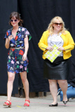 Rebel Wilson High Fives Dakota Johnson on the set of 'How to Be Single'