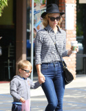 January Jones Makes A Starbucks Run With Xander 