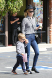 January Jones grabs coffee and a bite at Starbucks with her son Xander
