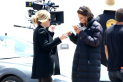 *EXCLUSIVE* Liev Schreiber and Katie Holmes make a business transaction in "Ray Donovan"