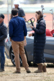 *EXCLUSIVE* Liev Schreiber and Katie Holmes make a business transaction in "Ray Donovan"