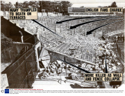 European Cup Final Juventas V Liverpool - Heysel Stadium Disaster 1985. 39 Football Fans Died When A Wall Collapsed At The Stadium After Fighting Broke Out Between Football Fans.picture Shows Graphics On A Picture Of The Destructed Stadium.