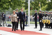 Merkel welcomes UK PM Cameron in Berlin.