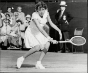 Doris Hart Tennis Player In Action At Wimbledon 1955.