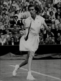 Doris Hart Tennis Player In Action Centre Court Wimbledon Against Nancye Bolton (not Shown) 1951.