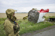Absturzstelle des Flugzeuges Malaysia Airlines MH17 bei dem Ort Grabovo in der Ost-Ukraine.