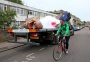 Full-size Tyrannosaurus Rex model transported through streets to promote T.Rex Autopsy TV show, London, Britain - 01 Jun 2015