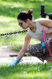 Vanessa Hudgens Picks up after her Dog Darla