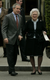 President Bush attends church with his wife and parents