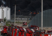 A fuel storage terminal on fire, Kiev, Ukraine - 09 Jun 2015