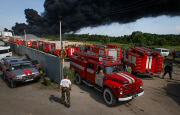A fuel storage terminal on fire, Kiev, Ukraine - 09 Jun 2015