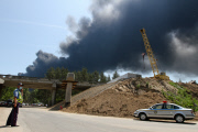 A fuel storage terminal on fire, Kiev, Ukraine - 09 Jun 2015