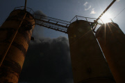 A fuel storage terminal on fire, Kiev, Ukraine - 09 Jun 2015