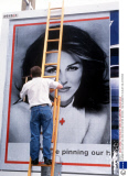 ELIZABETH HURLEY ON A RED CROSS POSTER, BRITAIN - 1996