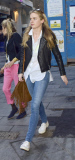 CRESSIDA BONAS LEAVING THE LEICESTER SQUARE THEATRE