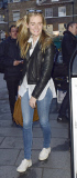 CRESSIDA BONAS LEAVING THE LEICESTER SQUARE THEATRE