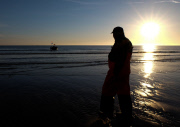 Sunrise at Saltburn beach, Britain - 12 Jun 2015